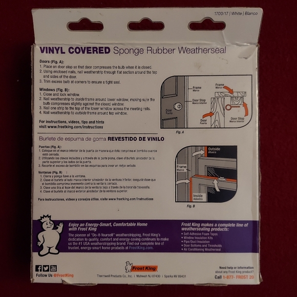 NEW FROST KING WHITE VINYL COVERED SPONGE RUBBER WEATHER SEAL ⅜ BULB ⅞ WIDE 17FT - Picture 3 of 4